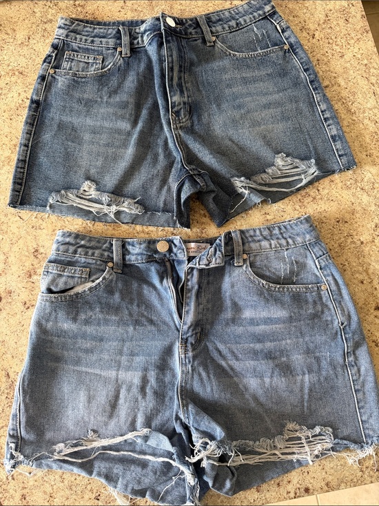 Denim Blvd Pants - Denim Blvd Distressed High-Rise Women Shorts - Blue
